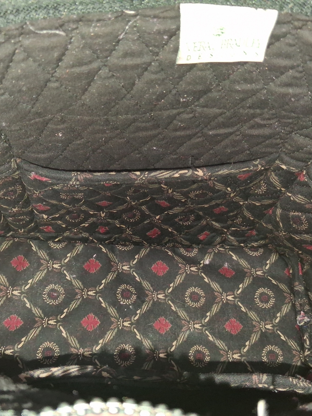 Vera Bradley Quilted Tote in Black with Red & Green Floral Accents - Picture 6 of 8